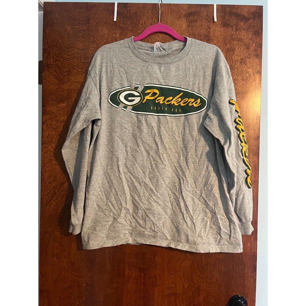 CSA Long Sleeve T-Shirt Mens L Gray Excellent Vintage 2000 Green Bay Packers